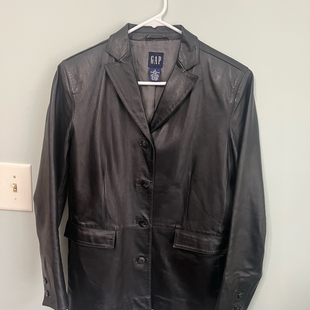 GAP Black Leather Blazer Jacket